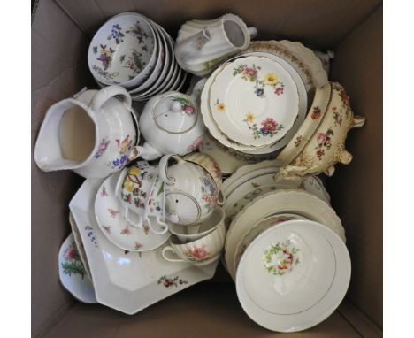 A 19th century part tea service, with chinoiserie decoration, and a collection of foliate tea ware