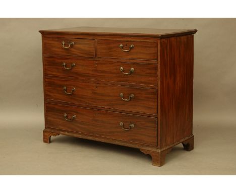 A George III mahogany chest of two short and three long drawers, on bracket feet, 117cm wide