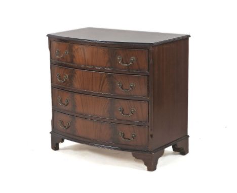 A George III design mahogany bow fronted chest of four graduated drawers, on bracket feet, 80cm wide, 48cm deep, 75cm high