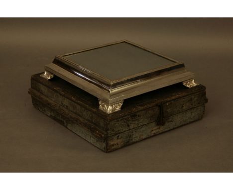 A silver plated Walker and Hall and  mirrored cake stand, boxed