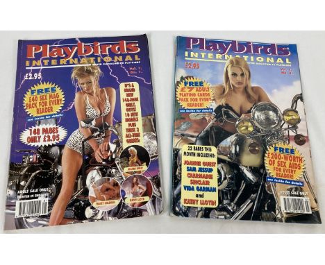 First issue Playbirds International Vol 1 No. 1 adult erotic magazine. Together with Volume 1 No. 3 issue. 