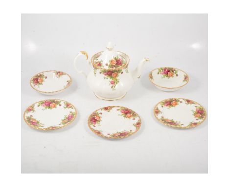 Royal Albert "Old Country Roses" pattern china, including nine diner plates, five side plates, 8 sandwich plates, seven cake 