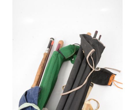 Four carbon fibre salmon fishing rods, including Daiwa Whisker Fly 16', #10-12, 3-section; a Bruce &amp; Walker 3-section rod