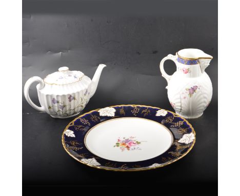 Spode Campanula fine bone china tea service, Royal Crown Derby 'Vine Cobalt' charger, 36cm (second quality), a Spode Caughley