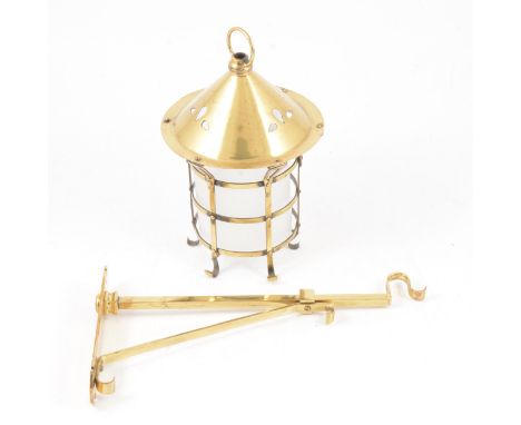 Negretti &amp; Zambra wall mounted thermometer, 39cm, brass bracket lamp in the Arts &amp; Crafts style, and a Victorian rose