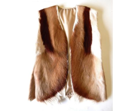 Hunting: South African Springbok Waistcoat, a hide waistcoat made from the complete tanned back skin, approximate size small 