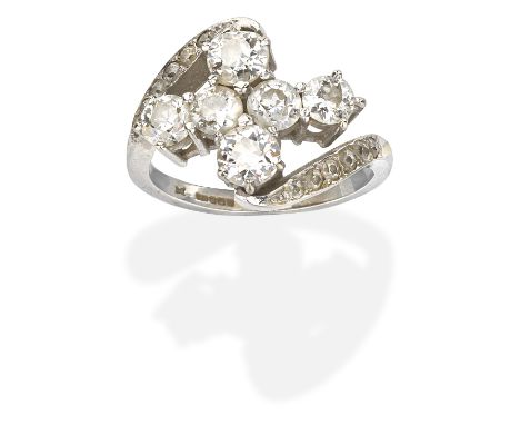 DIAMOND RING, 2006Brilliant and single-cut diamonds, mounted in 18 carat white gold, principal diamonds approx. 1.85cts total