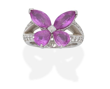 GRAFF: PINK SAPPHIRE AND DIAMOND BUTTERFLY RINGPear-shaped and marquise-cut pink sapphires and brilliant-cut diamonds, diamon