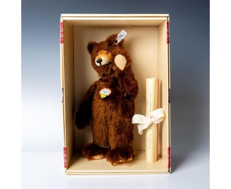 Brown bear with moveable head. Steiff tag attached. Includes Certificate of Authenticity and original box 9.75"L x 6"W x 15"H