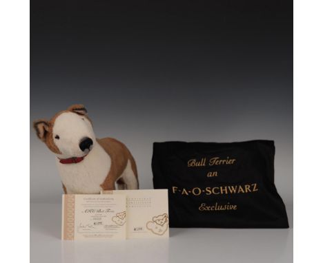 Crafted with attention to detail in genuine alpaca, this Bull Terrier is approved by the American Kennel Club. It includes th