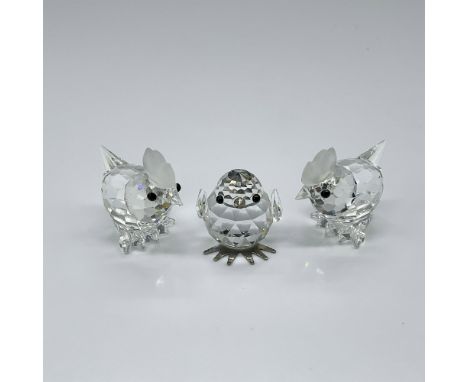 This grouping of barnyard animals includes two hens and a small chick. The mini hen was made mainly from clear faceted crysta