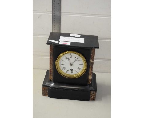 VICTORIAN BLACK SLATE AND MARBLE MANTEL CLOCK