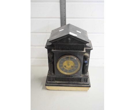 VICTORIAN MANTEL CLOCK IN ARCHITECTURAL BLACK SLATE CASE