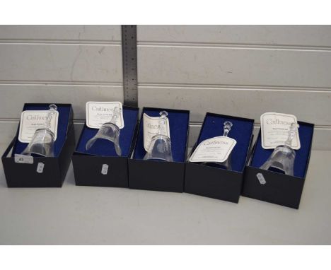 CAITHNESS CRYSTAL, FIVE ROYAL PORTRAIT BELLS TO COMMEMORATE THE MARRIAGE OF THE PRINCE OF WALES AND LADY DIANA SPENCER, BOXED