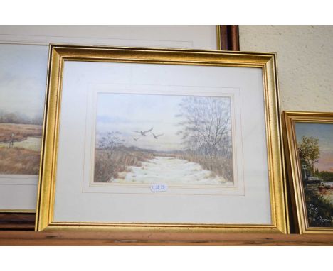 CLIFFORD KNIGHT, 'MALLARDS IN WINTER, HICKLING RESERVE', AND 'LAST LIGHT AT HOW HILL', BOTH F/G, LARGEST 53CM WIDE