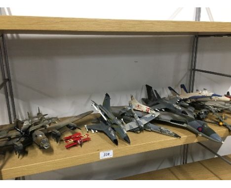 A FULL SHELF OF VINTAGE MODEL AEROPLANES INC VULCAN 24 ITEMS SAS