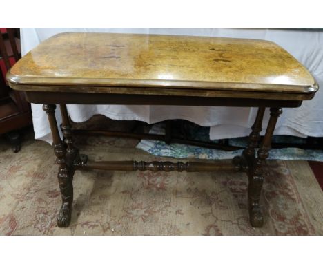 Victorian burr walnut inlaid card table