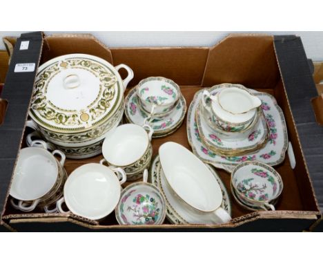 A STANDARD CHINA INDIAN TREE PATTERN TEA SERVICE, A ROYAL WORCESTER BONE CHINA WINDSOR PATTERN PART DINNER SERVICE 