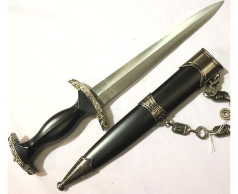 German SS honour dagger replica with chained metal mounted scabbard.  P&amp;P Group 2 (£18+VAT for the first lot and £3+VAT f