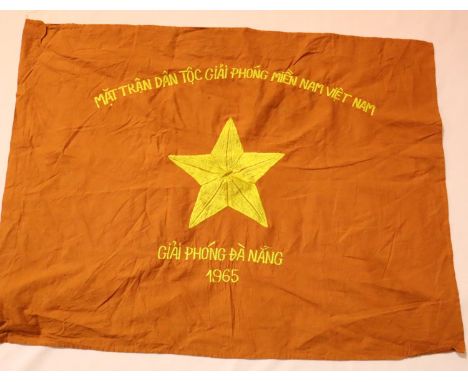 Vietnam War era National Liberation Front victory banner Da Nang 1965, 78 x 60 cm. P&amp;P Group 1 (£14+VAT for the first lot