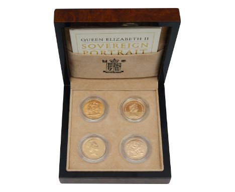 United Kingdom, Royal Mint, Elizabeth II gold proof four coin Sovereign Portrait Collectioncomprising four full sovereigns, 1