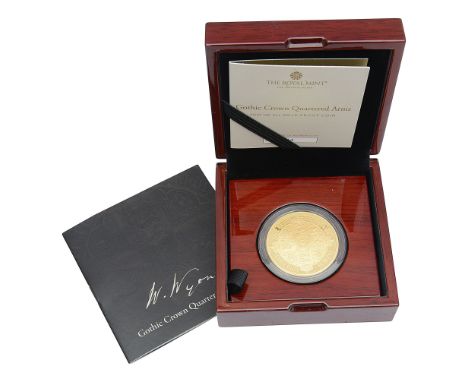 United Kingdom. Royal Mint Elizabeth II 2021 gold proof two-ounce £200 coin Gothic Crown Portraitin capsule with certificate 