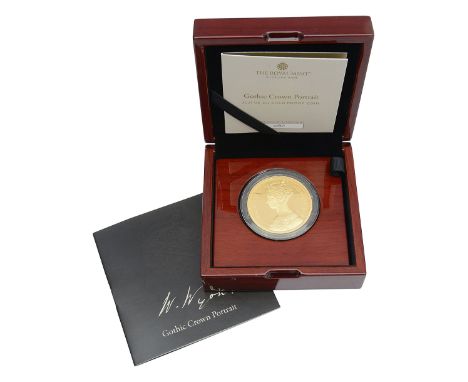 United Kingdom. Royal Mint Elizabeth II 2021 gold proof two-ounce £200 coin Gothic Crown Portraitin capsule with certificate 