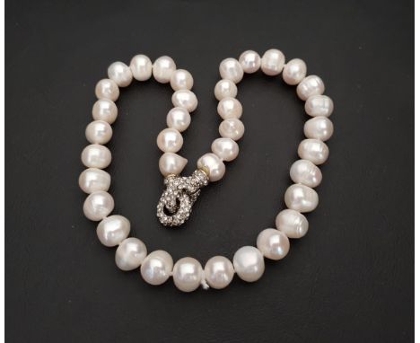 FRESHWATER PEARL NECKLACEwith CZ clasp, 45cm long 