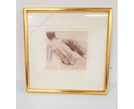 GEORGE DEVLIN R.S.W. (Scottish 1937-2014)Female study of the back, reclining, conte, signed, 20cm x 21.5cm 