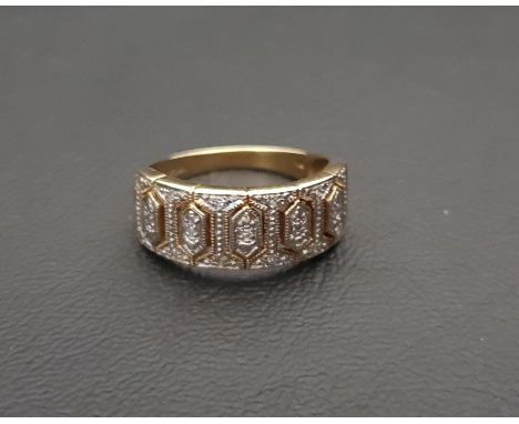 DIAMOND SET DRESS RINGthe diamonds in decorative pierced setting, in nine carat gold, ring size R 