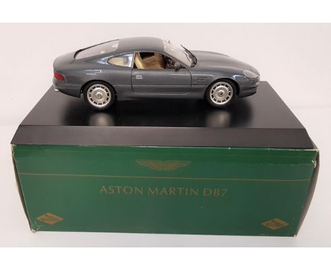 THE ASTON MARTIN DB7 1:18 SCALE DIECAST MODEL VEHICLEwith stand, box and certificate of authenticity numbered 2400 