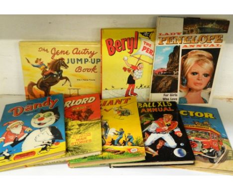 COLLECTION OF VINTAGE CHILDREN'S ANNUALSincludes 'The Gene Autry Jump-Book' with pop-up pictures, 'Fireball XL5' 1966, 'Lady 