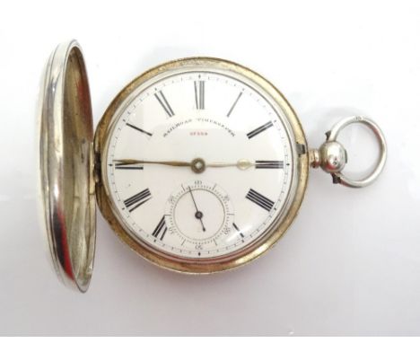 VICTORIAN SILVER CASED POCKET WATCH'Railroad Timekeeper' by John Davidson, Liverpool, numbered 37339, with black Roman numera