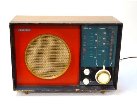 RETRO THORN FERGUSON RADIOin a mahogany case, model 627 U, with a large circular speaker flanked by a glass panel tuning dial