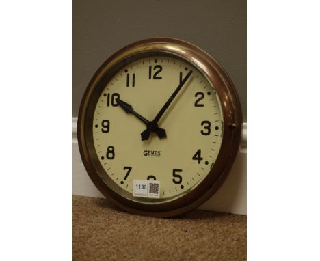 Gents' of Leicester electric clock, cream Arabic dial with bevelled glass & brass bezel, D24cm   Condition Report   Click her