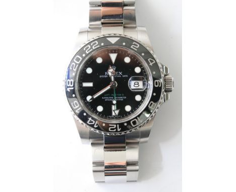 A gents black ceramic Rolex oyster perpetual GMT Master II superlative chronometer wristwatch with magnified date aperture, t
