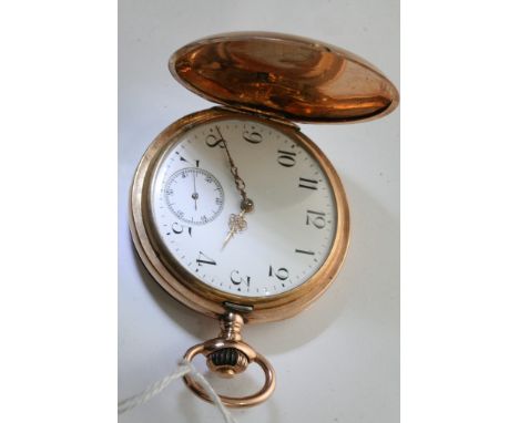 A 14ct Gold Hunter pocket watch with button wind