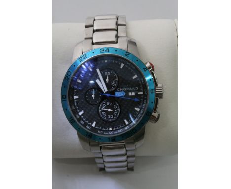 A fine quality boxed oversized gents stainless steel Chopard chronometer wristwatch with subsidiary dials and date aperture, 