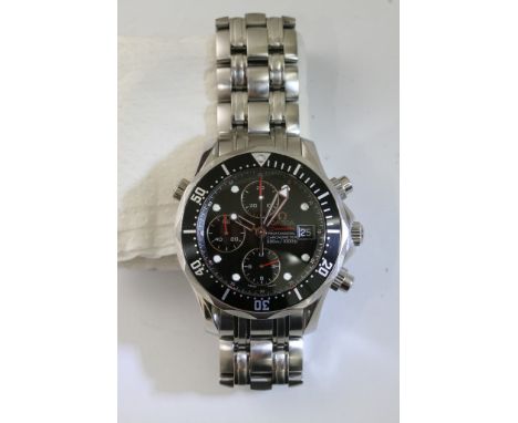 A gents large stainless steel Omega Seamaster Professional chronometer wristwatch with three subsidiary dials, date aperture,