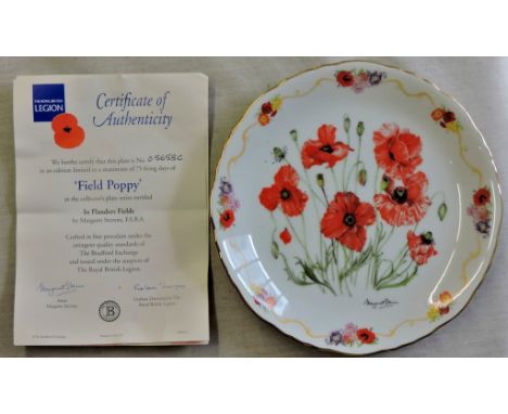 Ceramic Plate. Commemorative plate 'Field Poppy' Royal British Legion 75th Anniversary Limited Edition No. 05658c