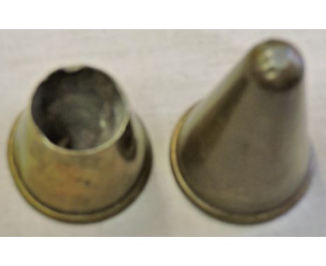 British WWII Trench Art Candle holder and extinguisher made from two AA Cannon Shell transport covers. Very interesting piece