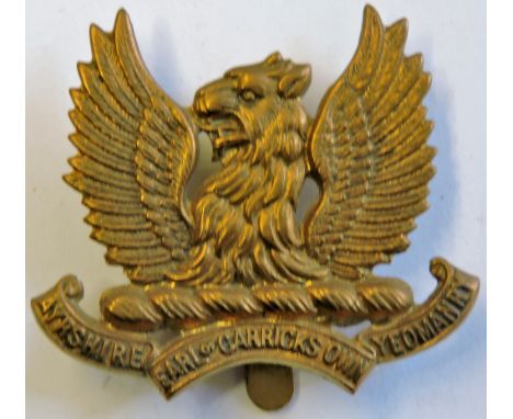 The Earl of Carrick's Own Ayrshire Yeomanry (Hussars) cap badge (Brass, slider) made by J.R. Gaunt. London. (A later copy) K&