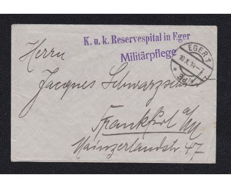 WWI Austro/Hungarian Envelope Austrian military mark 'K.u.K. Reservspital in Eger Militarpflege' Dated 10/10/1914. Clean item
