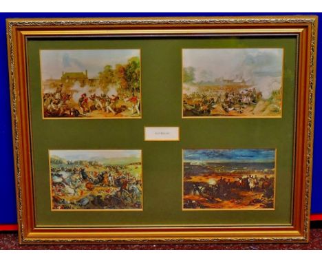 Waterloo - Four prints depicting scenes from the battle. Framed together in a single frame.  Nice item.