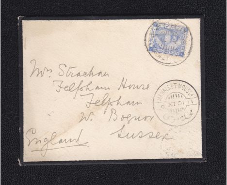 Egypt 1901 Env Mahallet Mousa to Bognor Sussex. James Gibson to his mother - superb Mahallot Mousa datestamp. A very fine cov