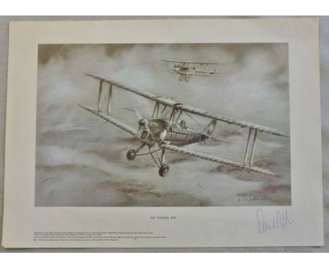 A lithograph print of Kenneth Aitken's drawing of the Tiger Moth, which flew from England to Darwin, Australia 1978. Titled '
