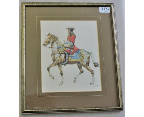 Print - Mounted Office of the Line  (17th Cent.).  Framed.  Nice item.