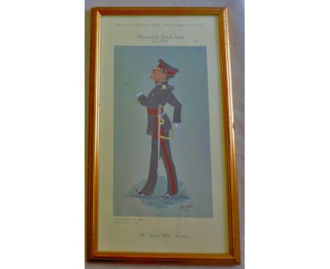 R.B.L. - Officers of the British Army  The Royal Welch Fusiliers (circa 199) Limited Edition (142 of 500).  Framed print.  Si