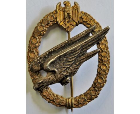 German WWII Pattern Air Parachutists Badge for the army, no makers marks. See Terms and Conditions.