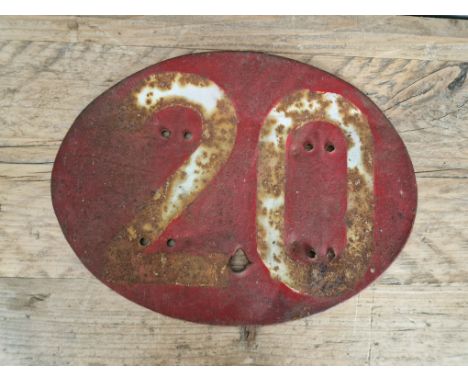 Number 20 tin plate, believed to be Graham Walker's last Isle of Man Senior TT race. 
